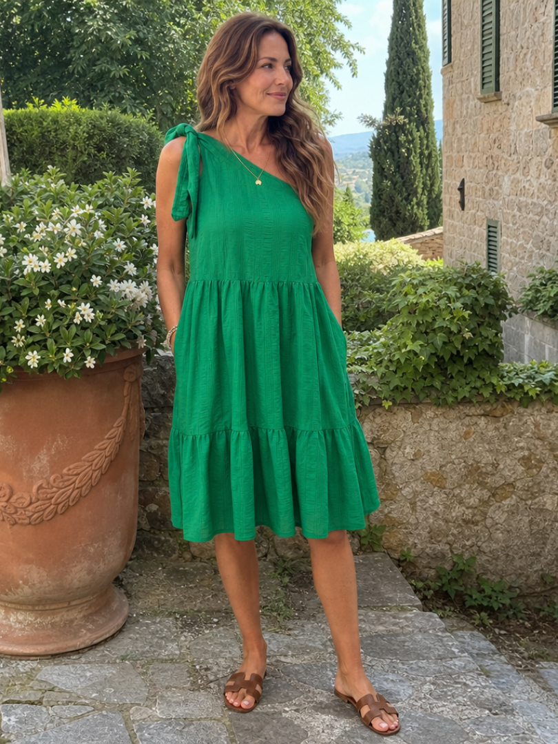 Zema | Robe midi à épaule unique avec détail nœud