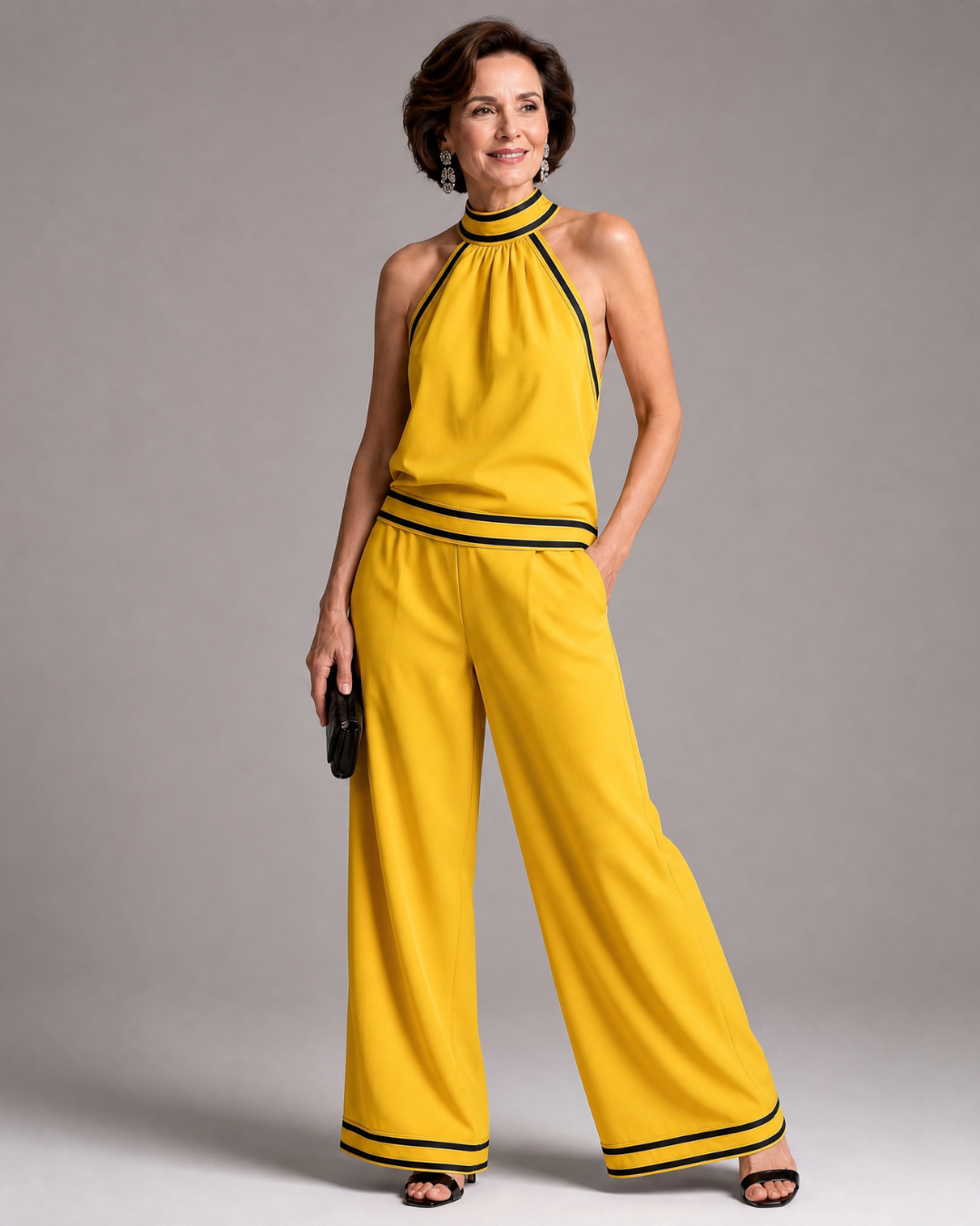 Zephyrine | Combinaison à encolure halter avec bordure contrastante