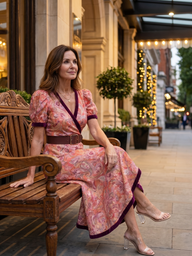 Maia | Robe Midi à Manches Bouffantes Style Wrap