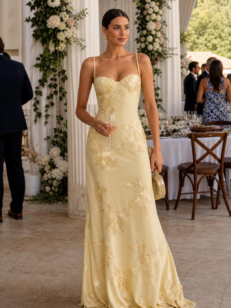 Danica | Robe Maxi à Bretelles Spaghetti avec Corset
