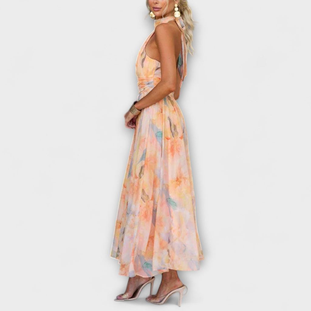 Dana™ – Robe Maxi Halter Aquarelle