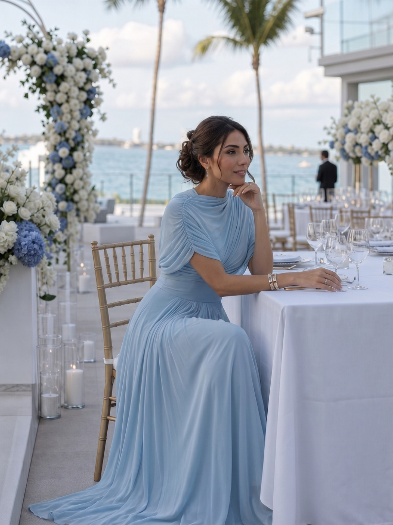 Thael | Robe Maxi à Épaules Dénudées Drapée