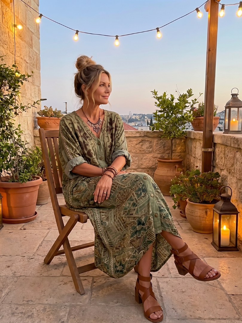Aleta | Robe Midi Oversized à Poches et Broderie sur le Devant
