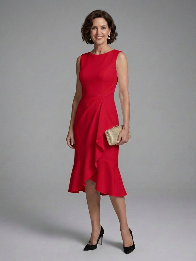 Cosima | Robe Midi Sans Manches avec Détail Enveloppant