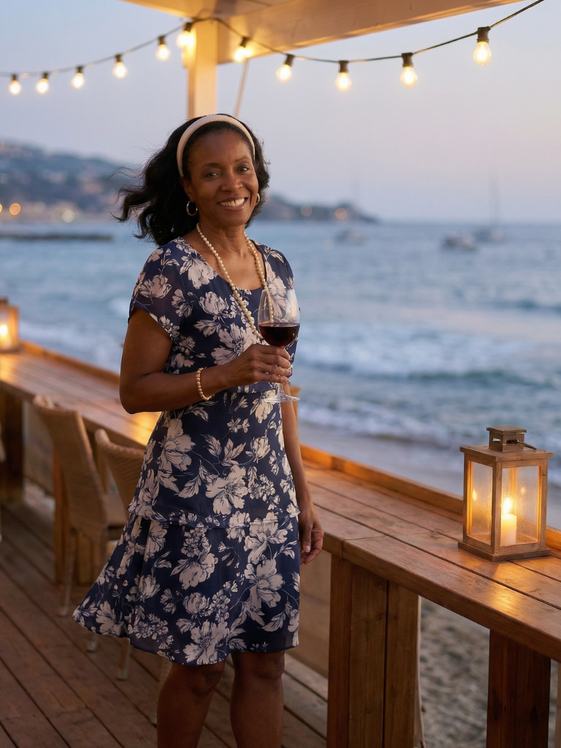 Thea | Robe longueur genou à motif floral subtil