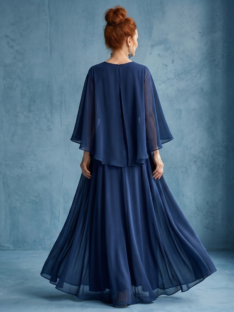Desta | Robe Midi à Manches Superposées et Taille Drapée