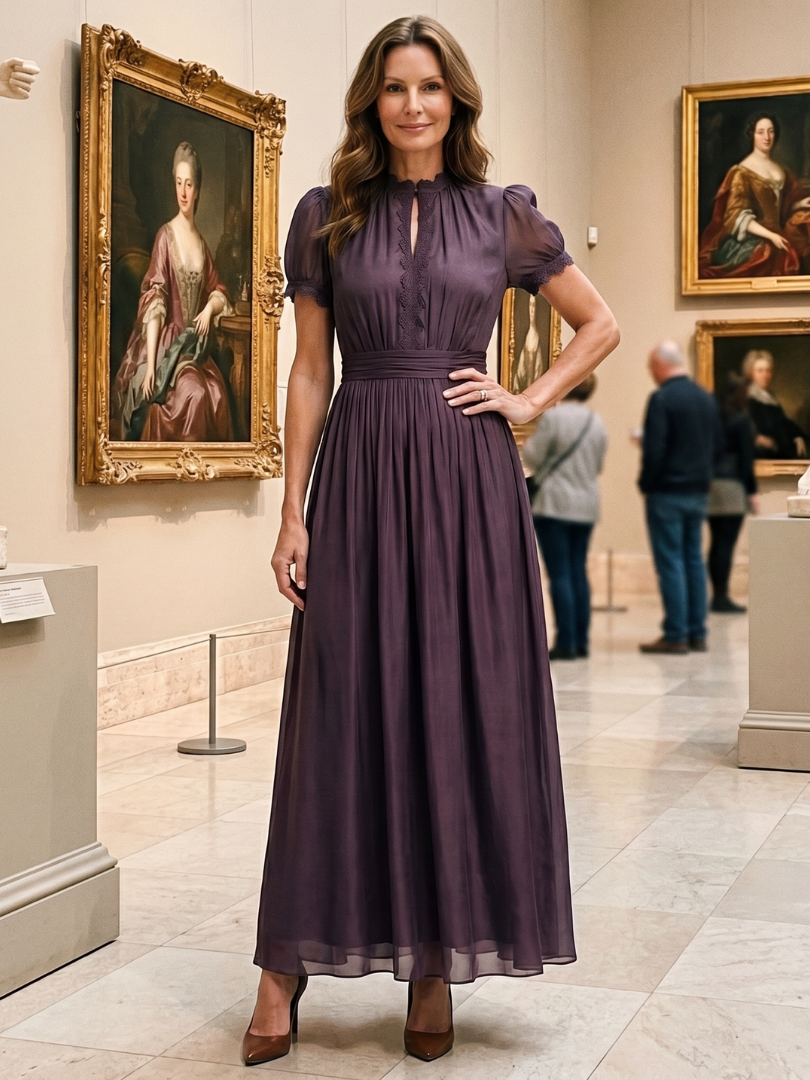 Elia | Robe Maxi à Taille Froncée avec Ouverture en Clef