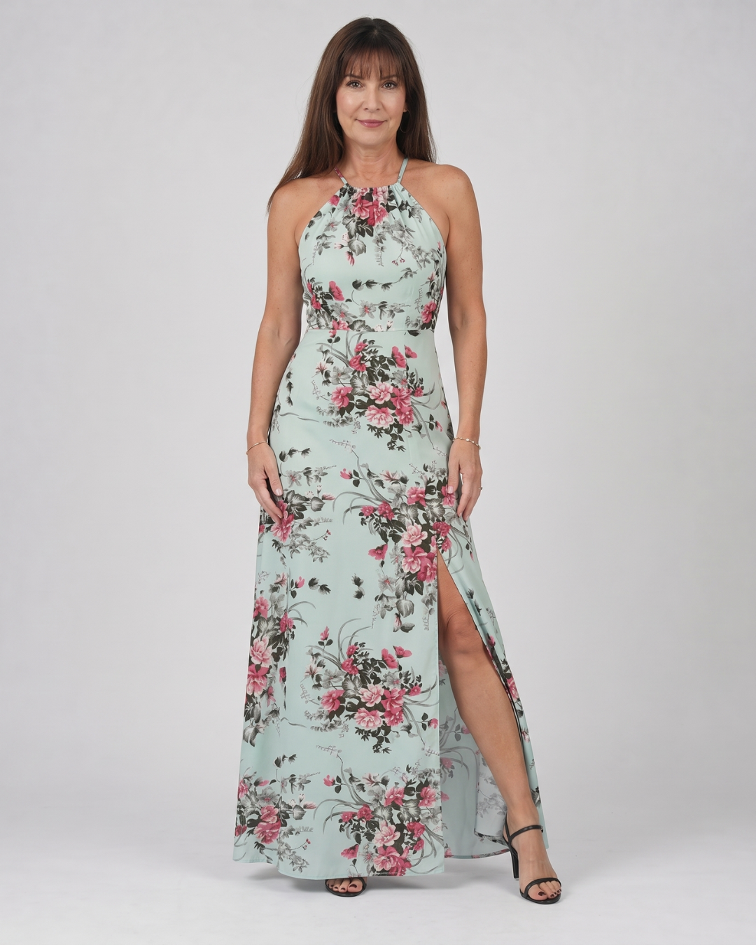Loliane | Robe Midi à Décolleté Halter Imprimé Floral