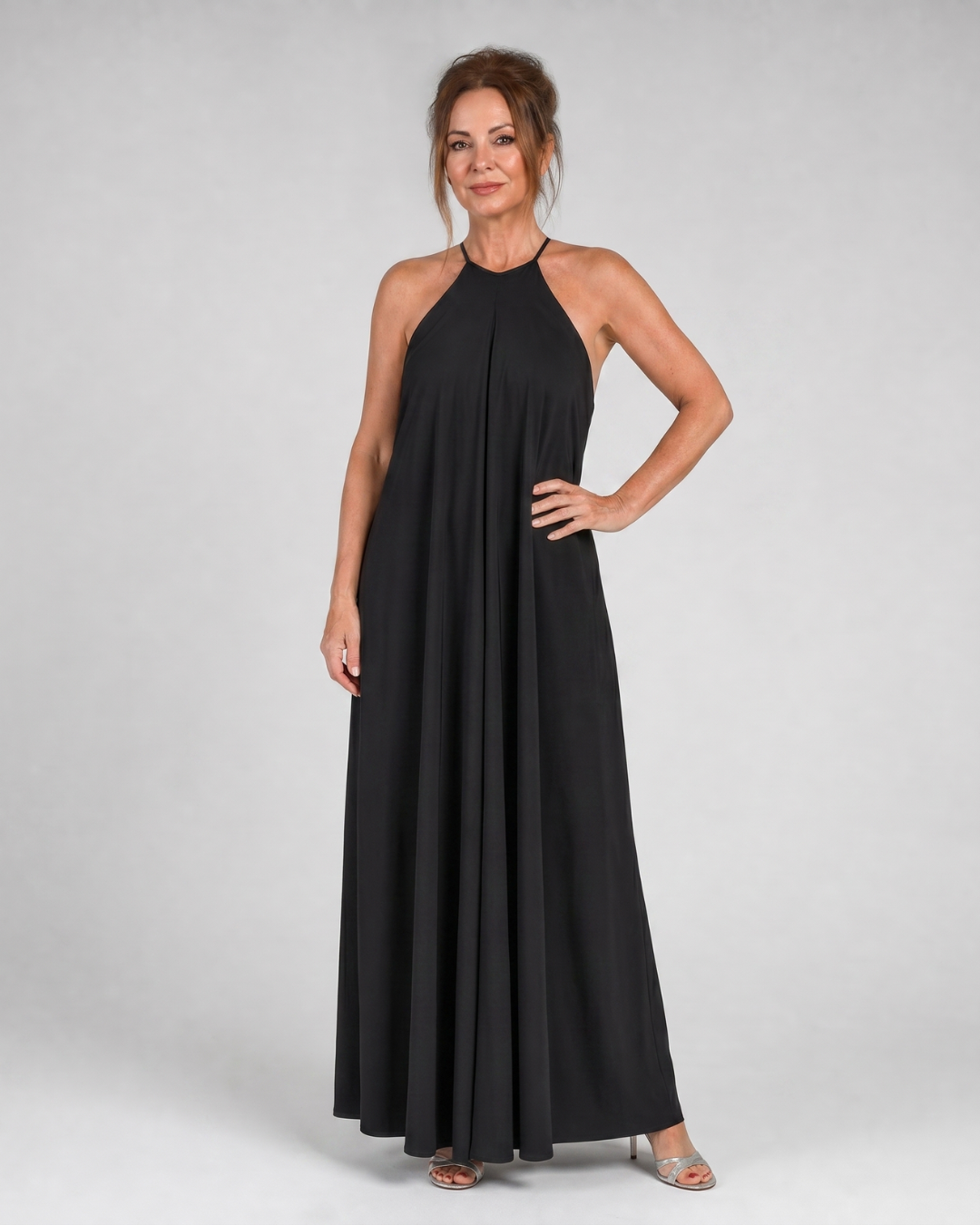 Shotle | Robe Maxi Fluide Sans Manches avec Col Haut