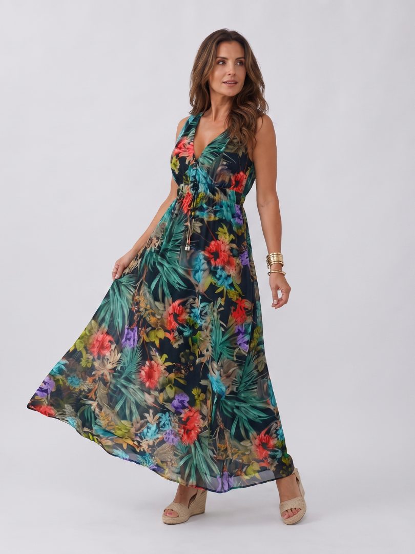 Zake | Robe midi sans manches à taille empire