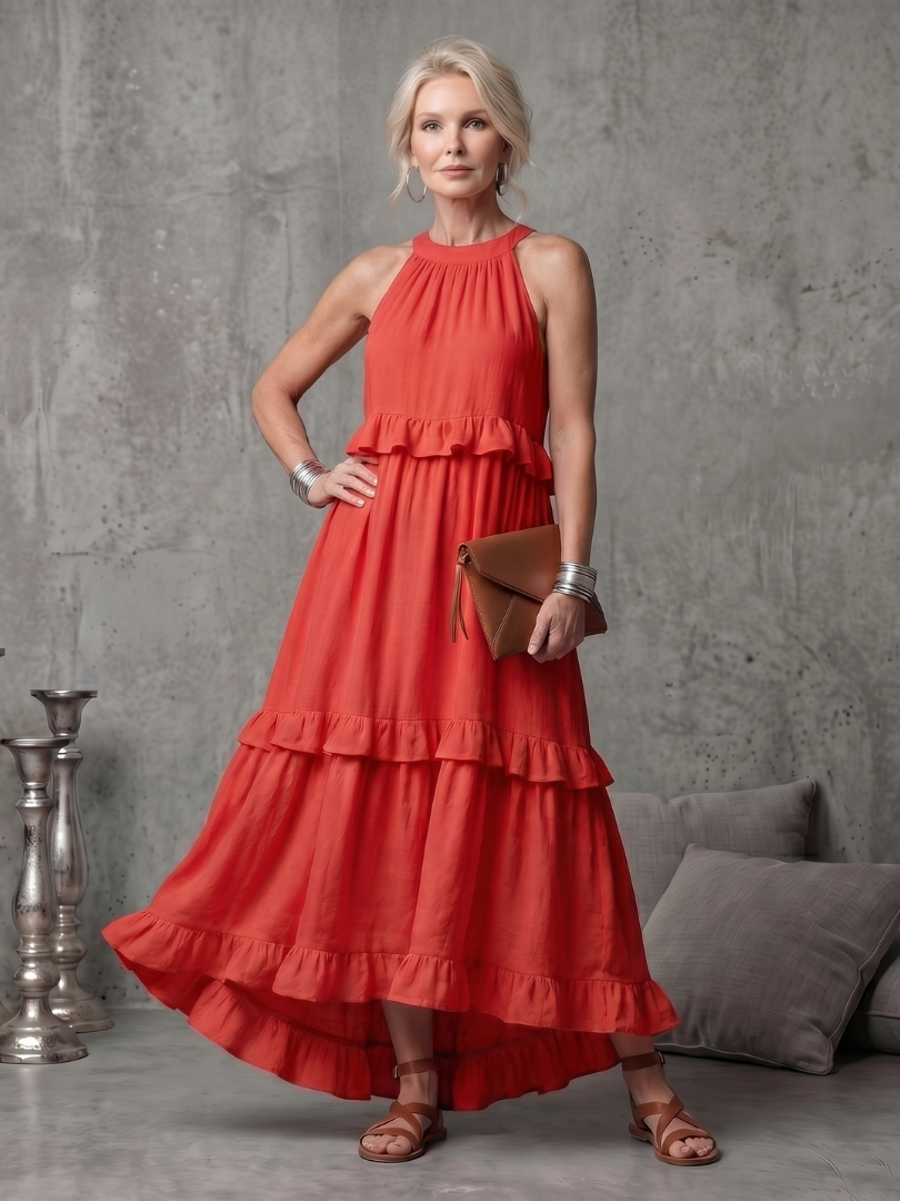 Katia | Robe Maxi à Volants en Cascade