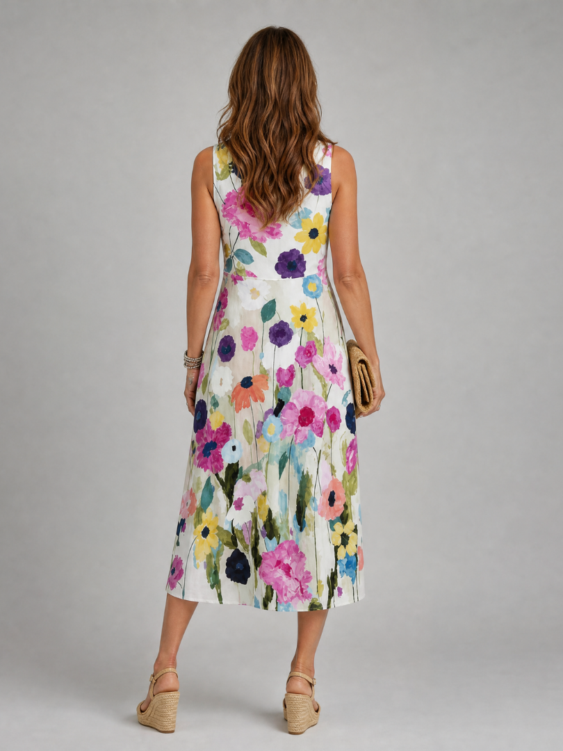 Flory | Robe Midi Sans Manches à Imprimé Floral