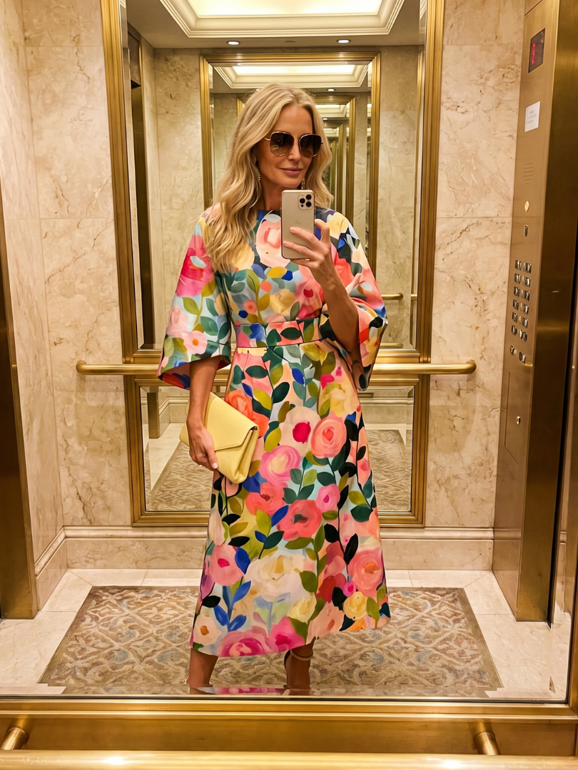 Glade | Robe Midi Florale à Manches Larges