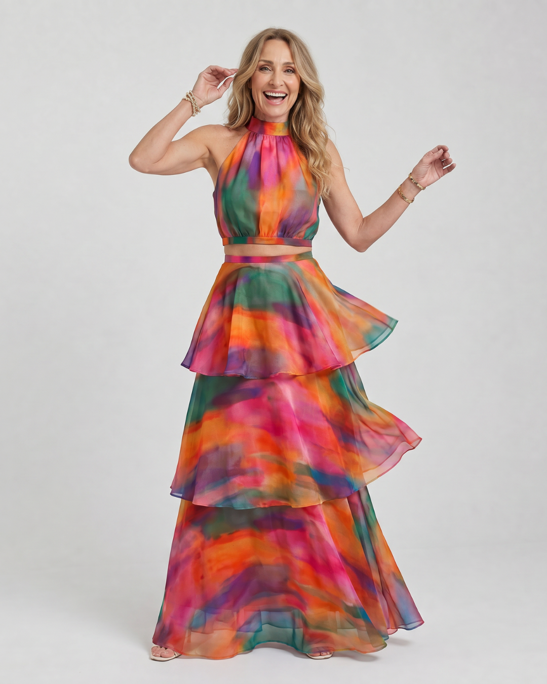 Mique | Robe Maxi à Découpes Florales Naturelles en Col Halter