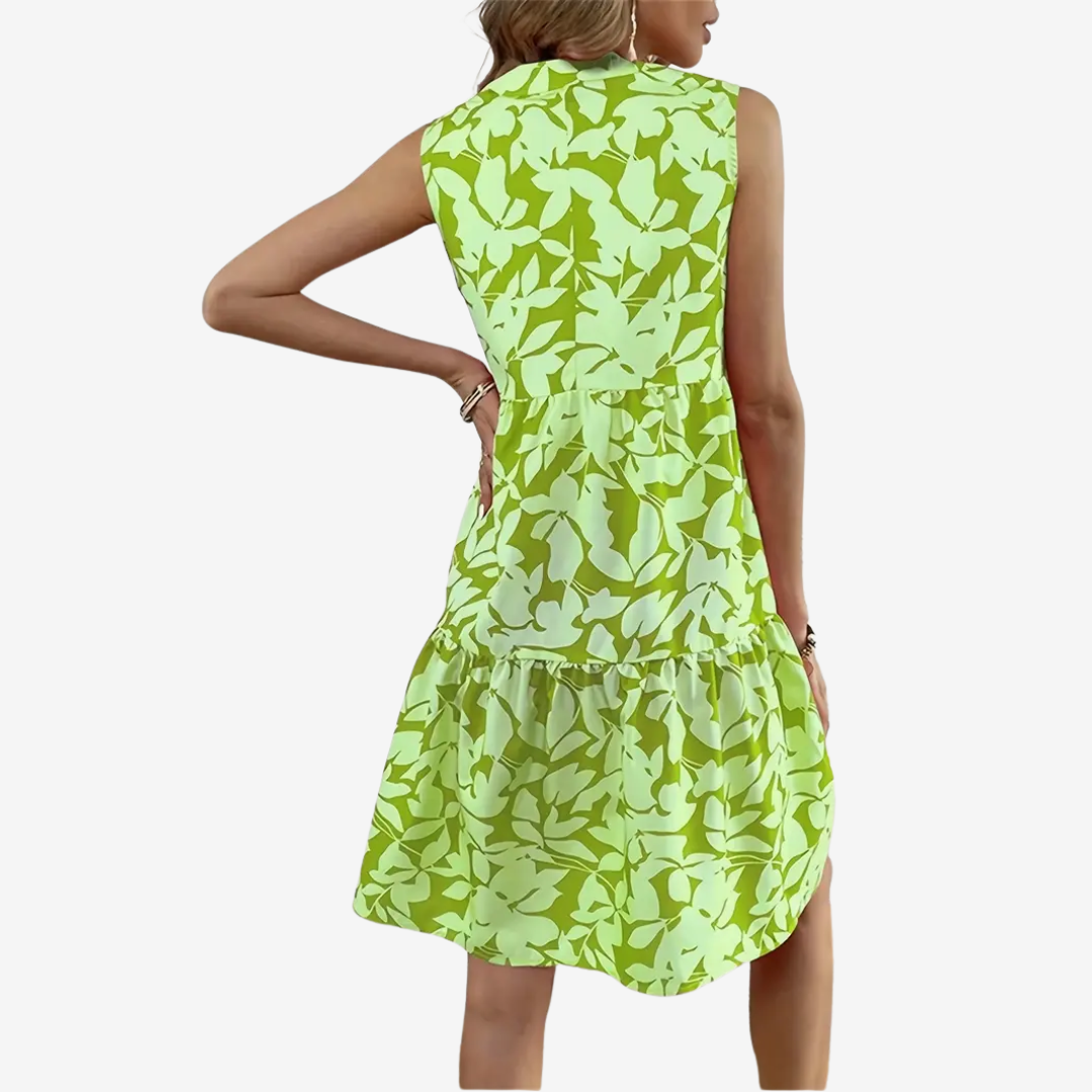 Daphne | robe midi élégante, coupe évasée, détails floraux.