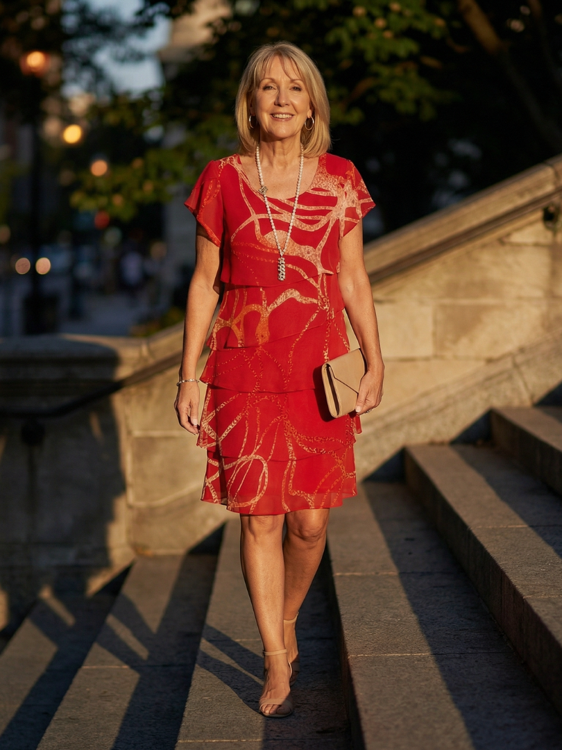 Nora | Robe Abstraite Douce Longueur Genou