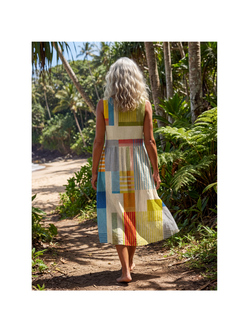 Esme | Robe Midi Peinte en Blocs