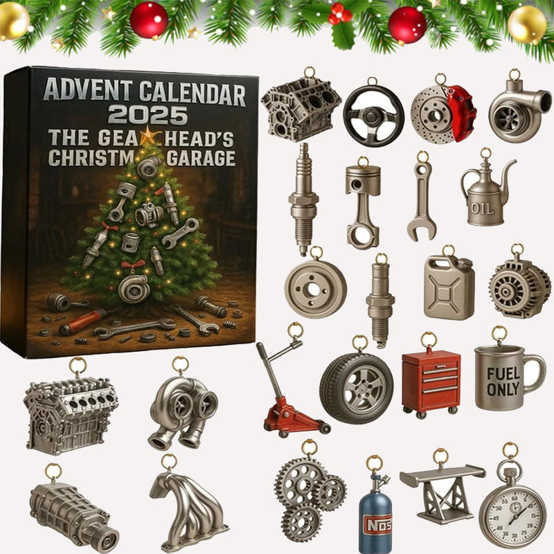 Calendrier de l'Avent Garage Gearhead | Comptez les jours jusqu'à Noël avec des surprises automobiles et des outils !