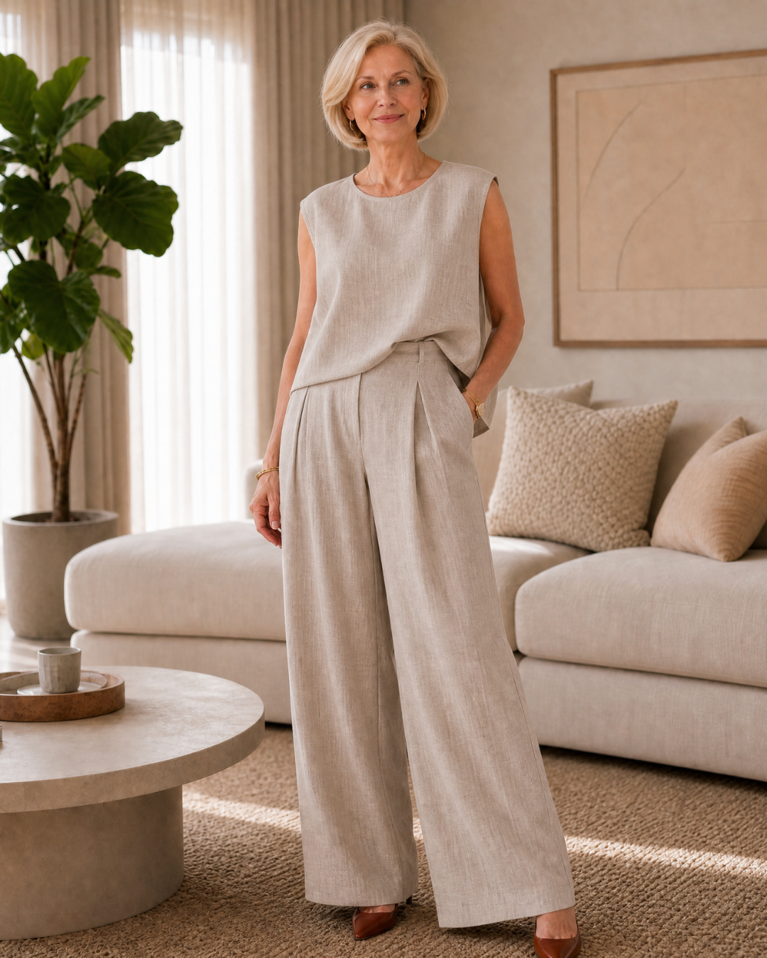 Noelisse | Ensemble haut sans manches et pantalon large