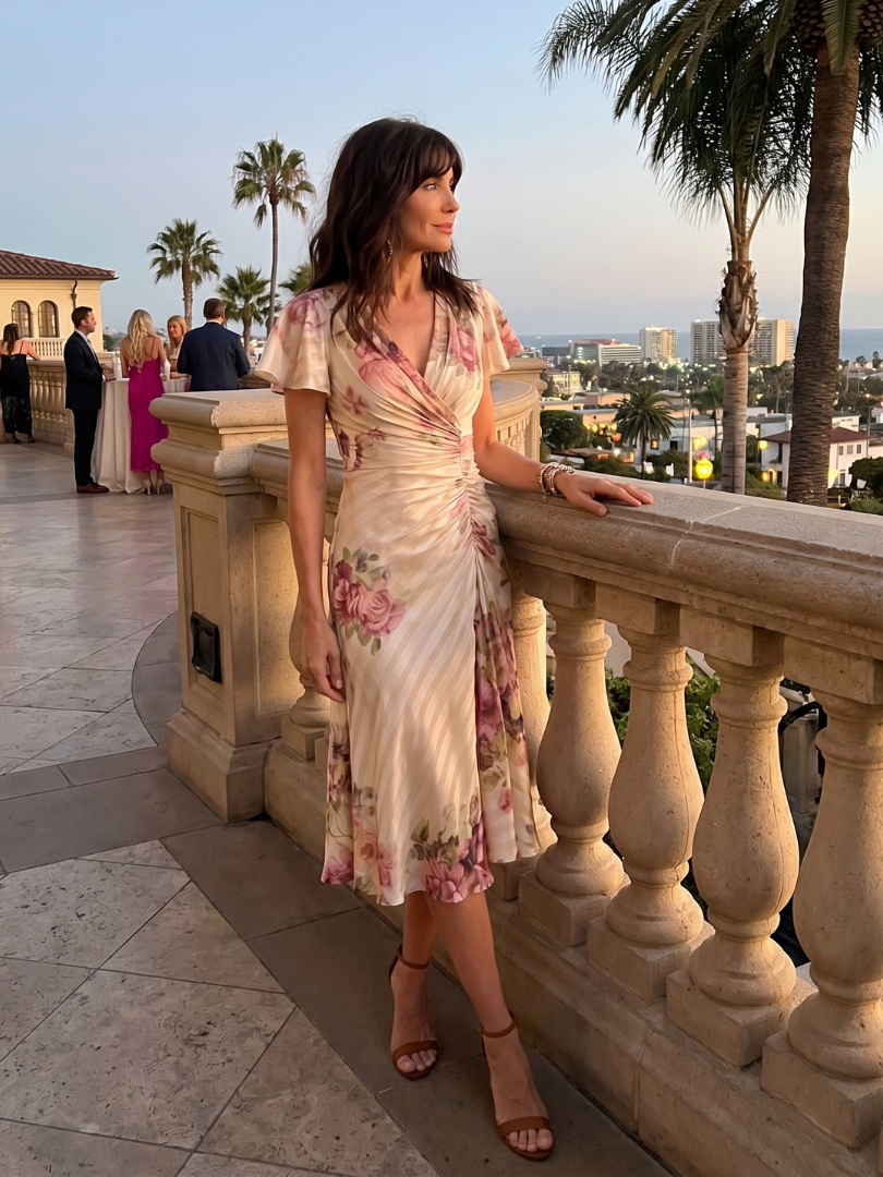 Sina | Robe Midi Drapée à Fleurs