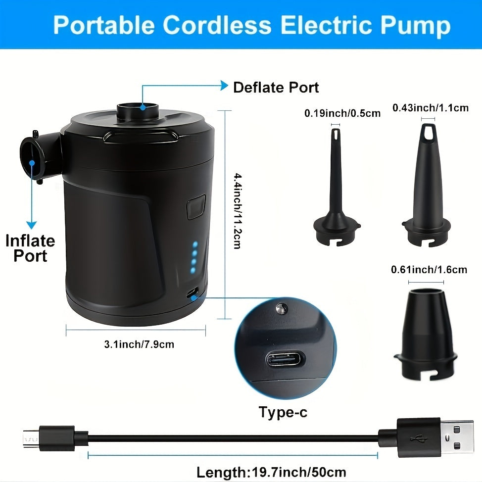 Pompe à Air Électrique Mini Sans Fil Rechargeable - Pompe USB Léger pour Utilisation Extérieure, Gonfle Matelas Gonflables et Plus