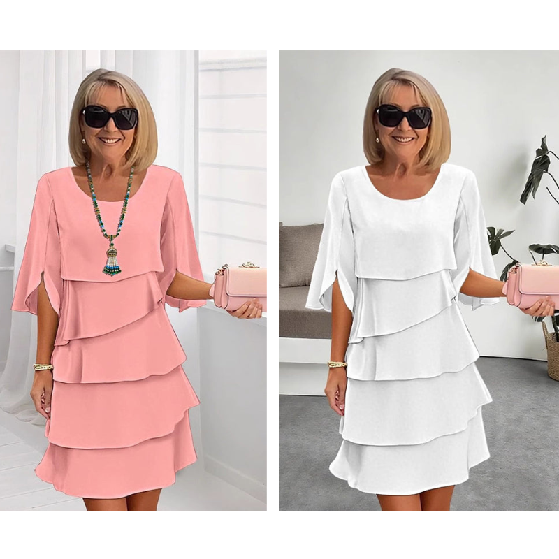Robe à couches chic avec manches bouffantes pour femmes