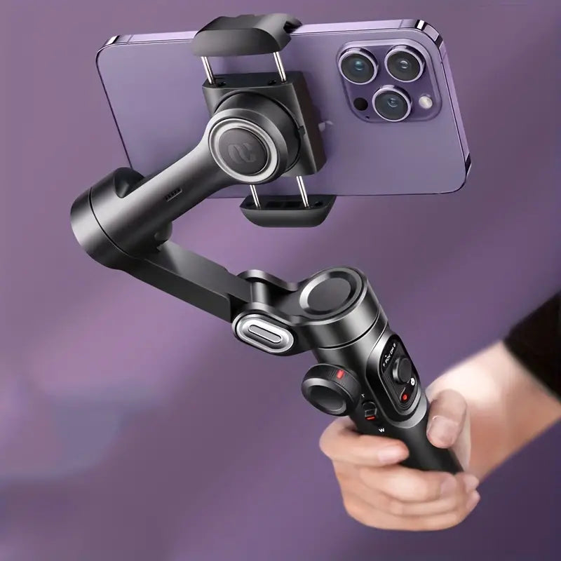 Stabilisateur de Gimbal Portable SmartPro - Stabilisateur PTZ Vidéo Vlog Smartphone Pliable pour iPhone, Android et Samsung