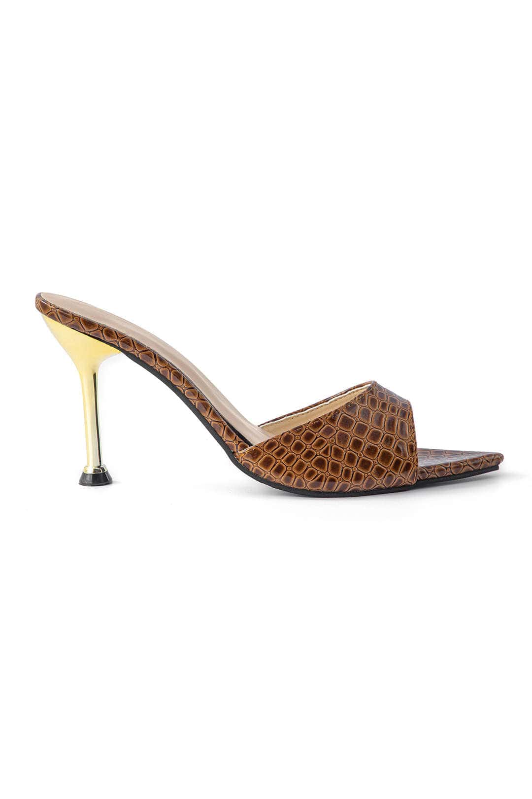 Isabelle Luxe Talons Mules en Crocodile Noir Embossé allient élégance