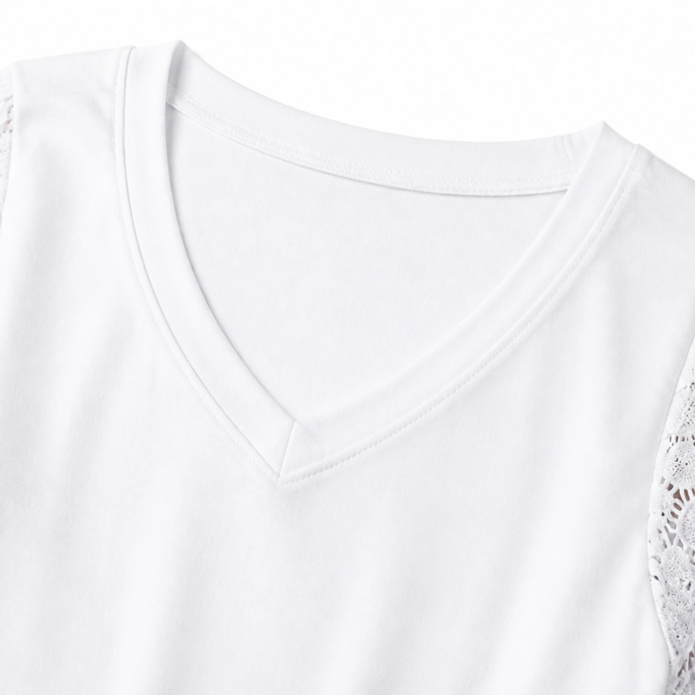 Lumeya – Haut à manches en dentelle au crochet avec décolleté en V
