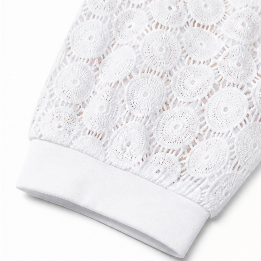 Lumeya – Haut à manches en dentelle au crochet avec décolleté en V