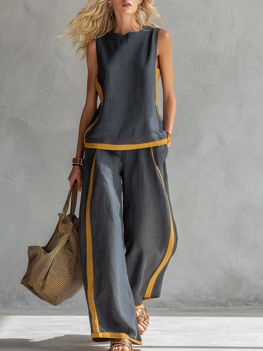 Lunara | Ensemble en lin élégant avec pantalon large