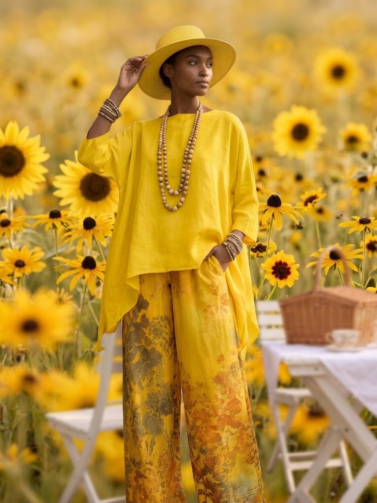 Fiagela | Ensemble tunique léger avec pantalon ample et imprimé floral