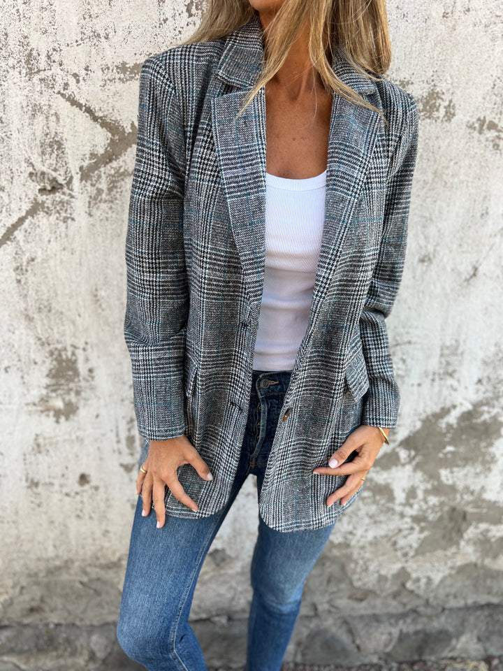 Rheina | Blazer à carreaux décontracté avec revers
