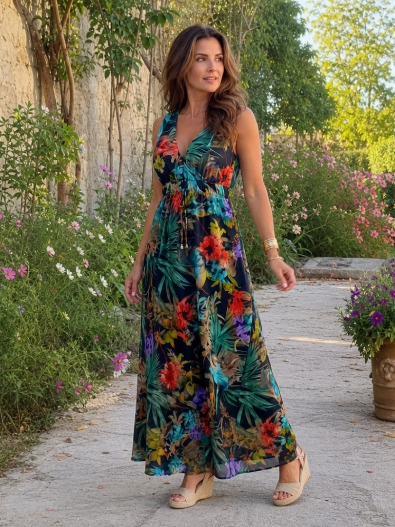Zake | Robe midi sans manches à taille empire
