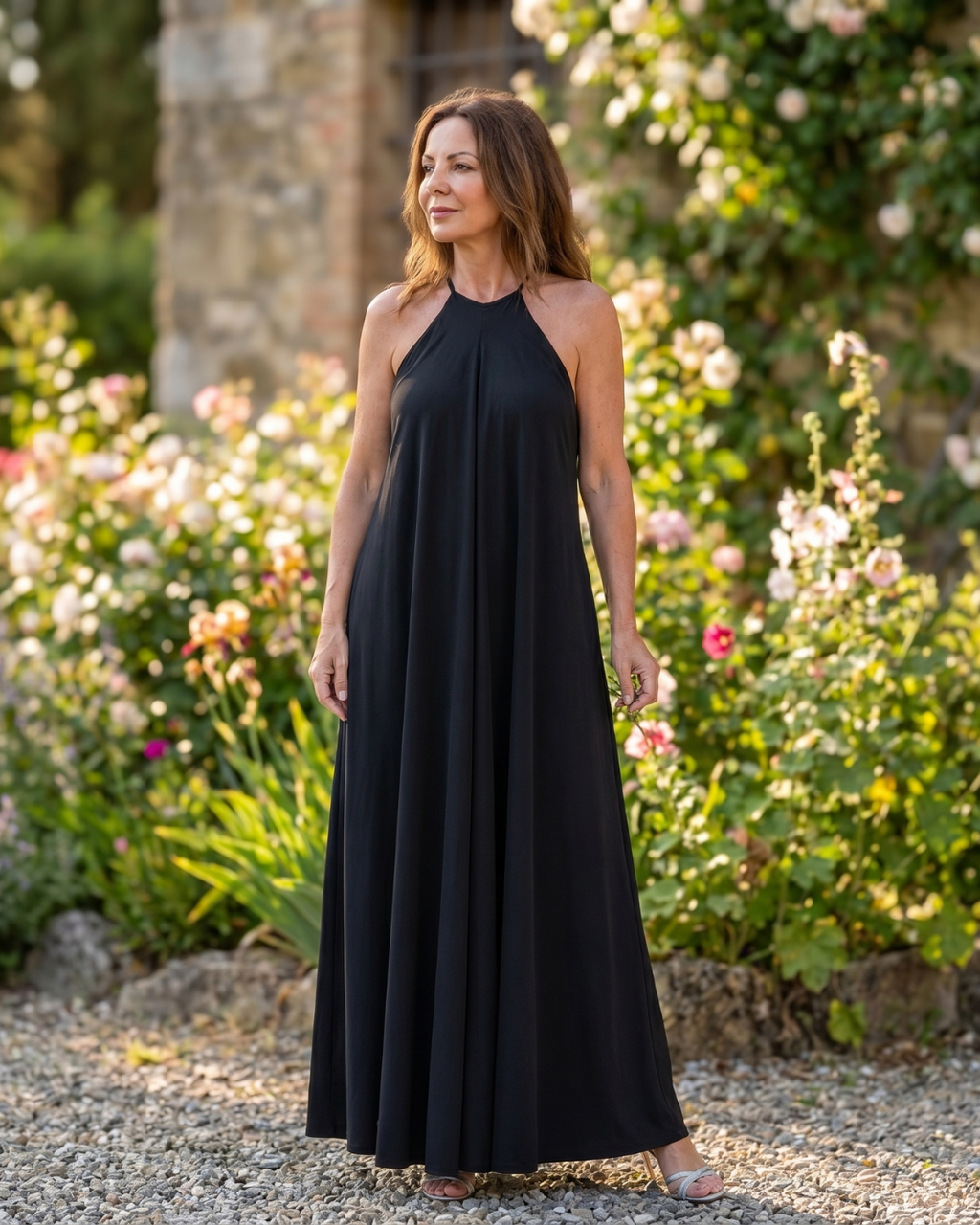 Shotle | Robe Maxi Fluide Sans Manches avec Col Haut