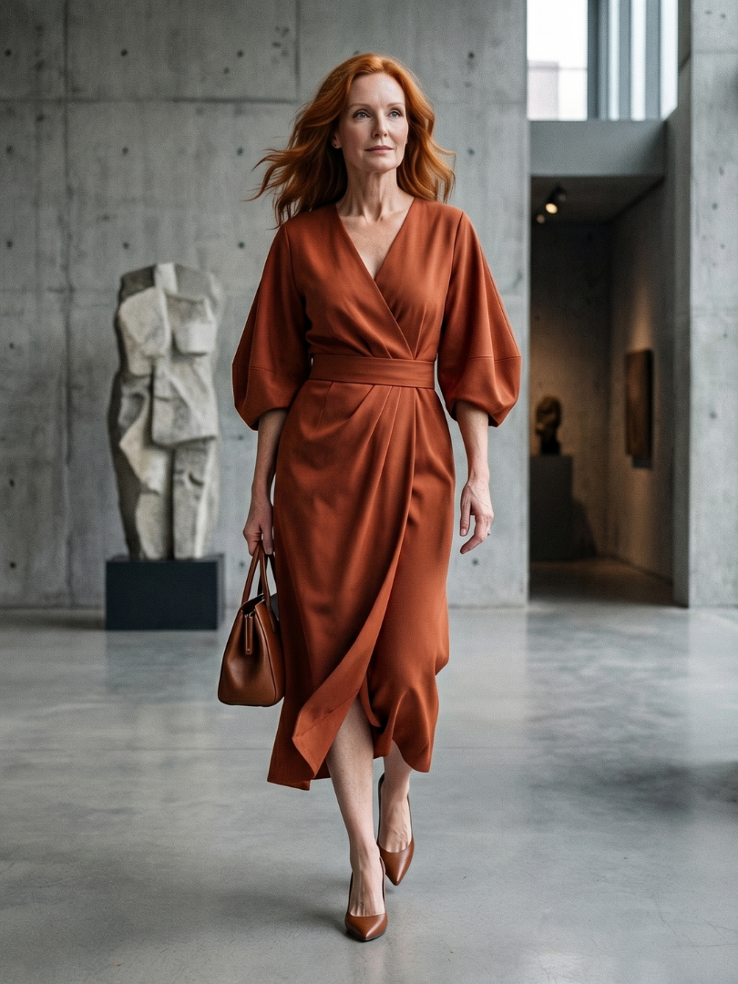 Beryl | Robe Midi à Panneau Taille Sculpté
