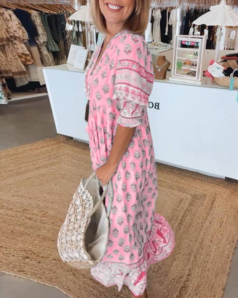 Liana | Robe imprimée avec décolleté en V