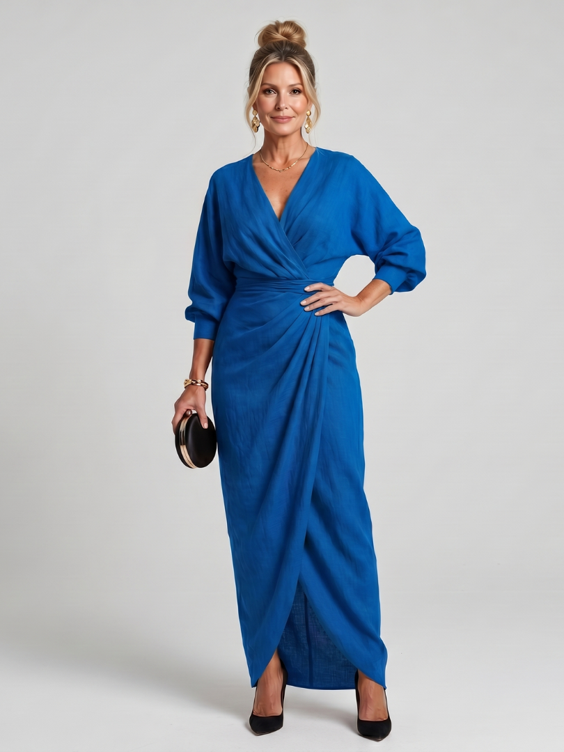 Fable | Robe Midi à Manches Longues avec Enveloppement