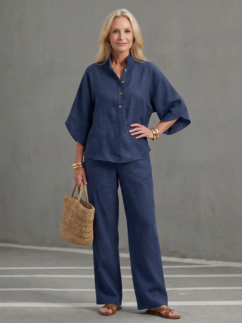 Amity | Ensemble Tunique Pantalon Détendu à Boutons