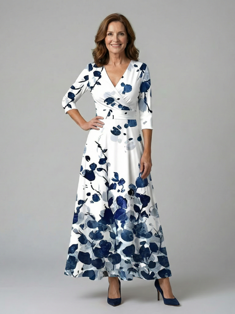 Celine | Robe Midi Croisée à Encolure
