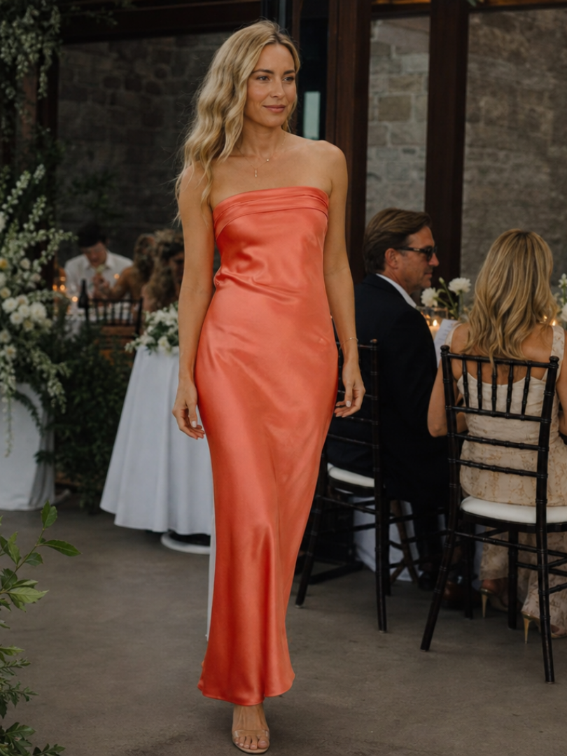 Smoge | Robe Midi Silhouette Ajustée Sans Bretelles