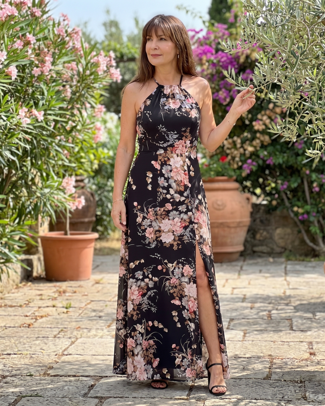 Loliane | Robe Midi à Décolleté Halter Imprimé Floral