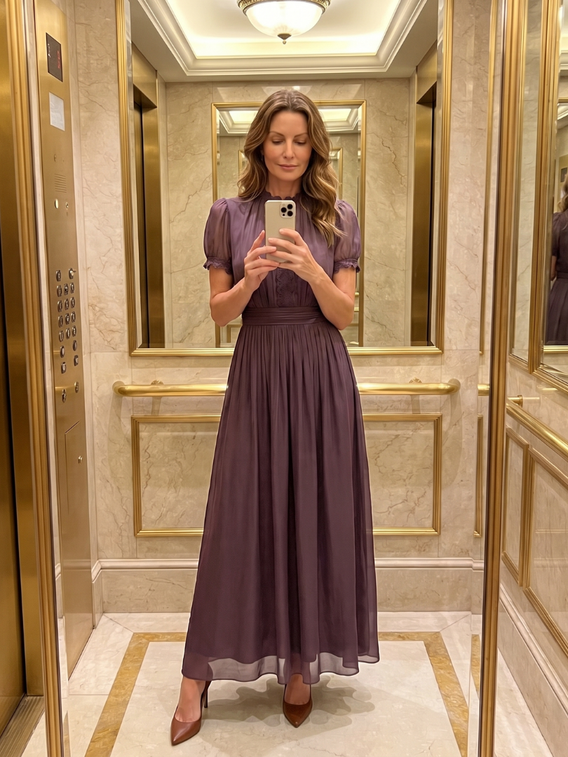 Elia | Robe Maxi à Taille Froncée avec Ouverture en Clef