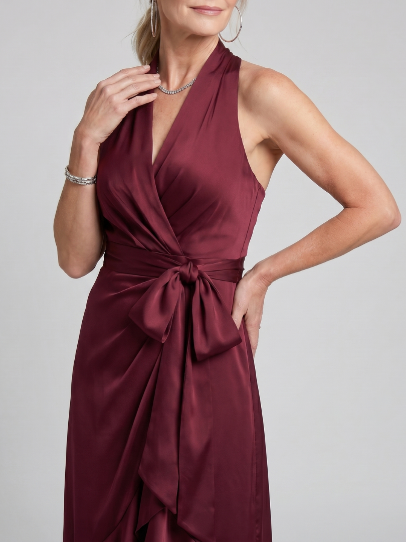 Honora | Robe Midi Asymétrique à Encolure Halter