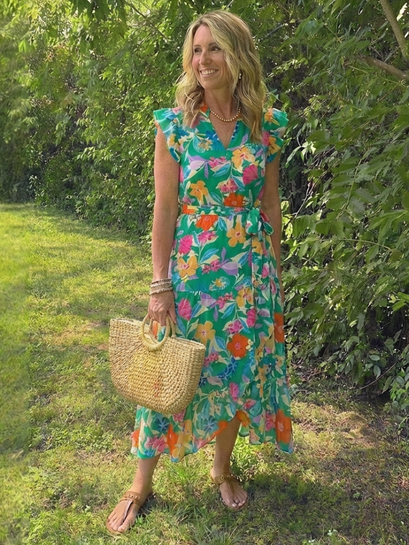 Lila | Robe midi à volants à imprimé floral