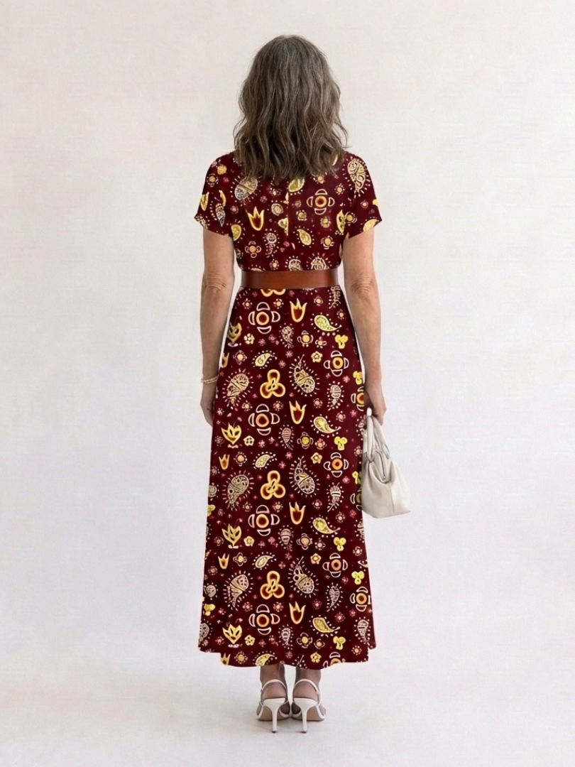 Lyra | Élégante Robe Midi à Fleurs avec Décolleté en V