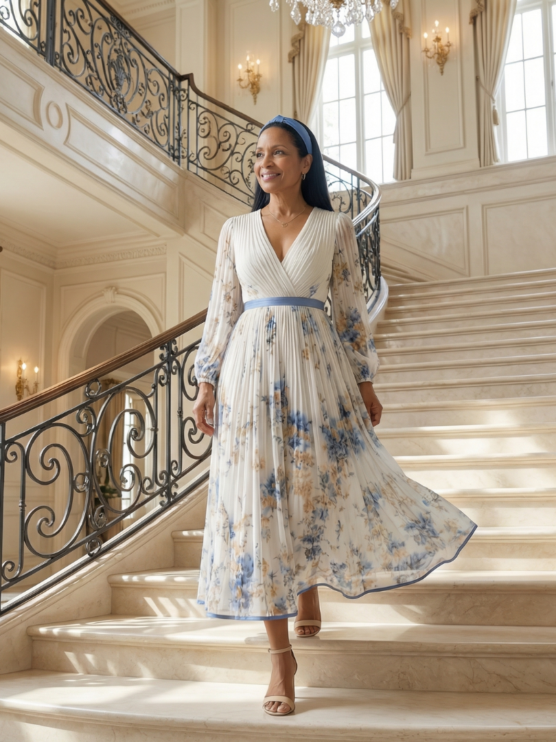 Rielle | Robe Midi Drapée à Pli