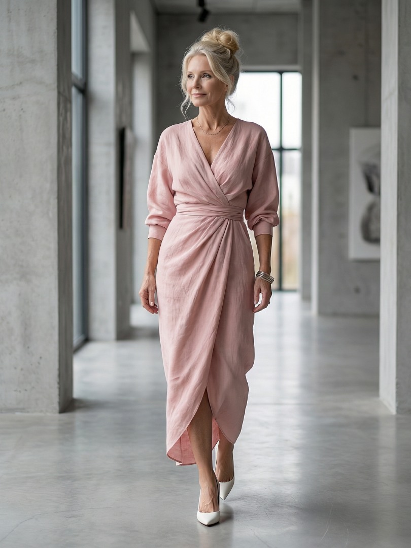 Olympia | Robe Maxi Drapée Diagonale