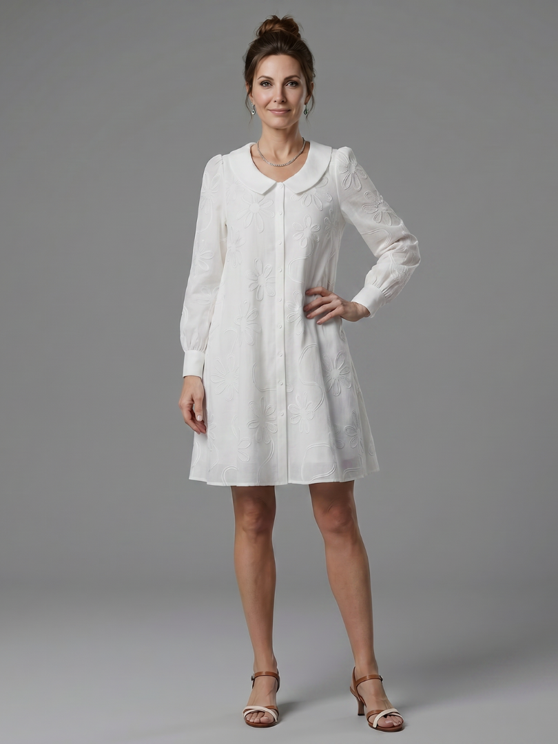 Opale | Robe mi-longue à col boutonné