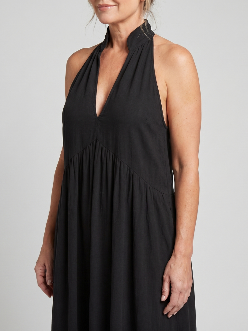 Adelina | Robe Midi Silhouette Fluide à Col Halter